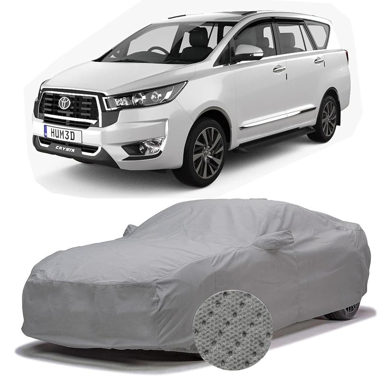 Sulfar 100% Waterproof Car Body Cover Compatible with Mirror for Toyota Innova Crysta (Triple Stitched, Full Bottom Elastic, Grey-TB) - Image 1