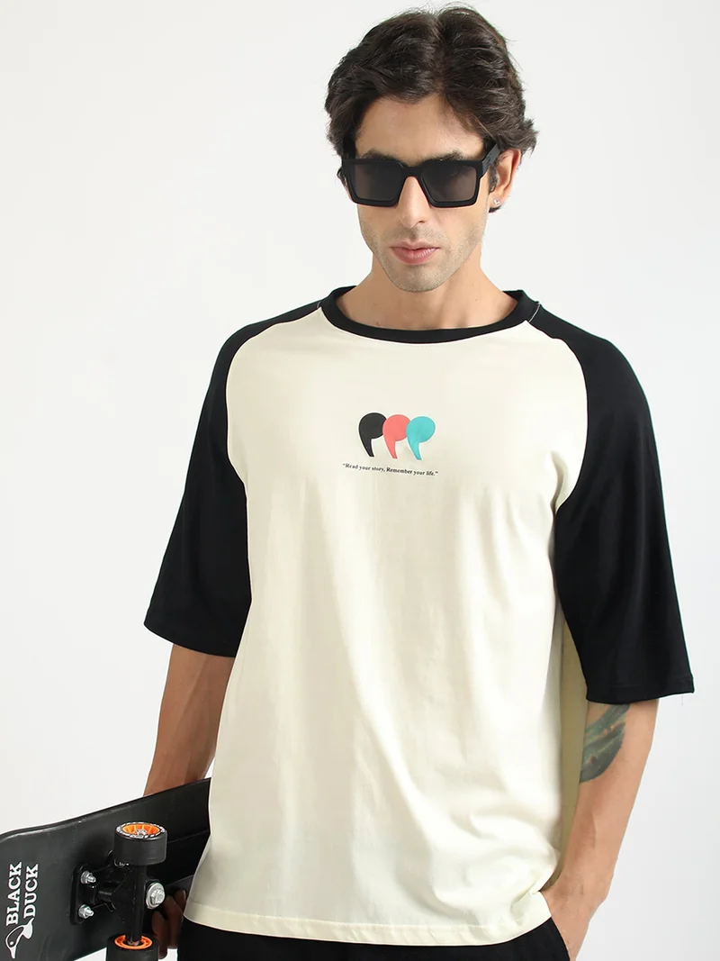 Maniac  Maniac Mens Printed Round Neck Half Sleeve Biscuit Cotton T-Shirt for Men | Best Price UAE