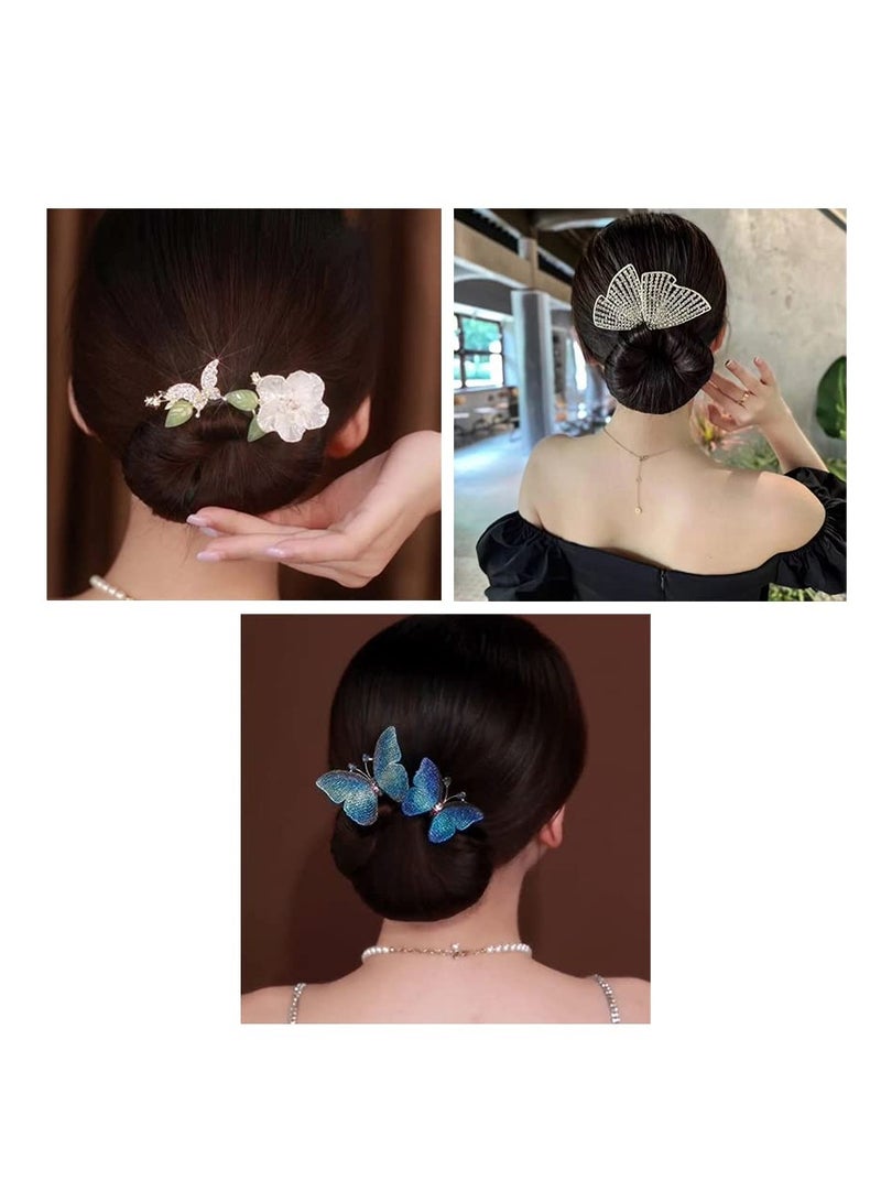 Excefore Ins Style Elegant Lazy Hair Curler, Crystal Hair Bun Maker, French Twist Hairstyle Bun Hair Accessories - Image 1