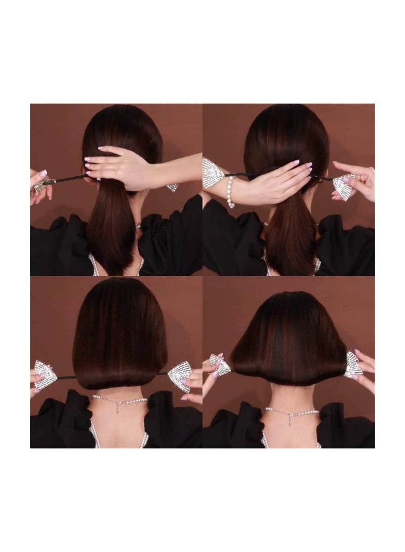 Excefore Ins Style Elegant Lazy Hair Curler, Crystal Hair Bun Maker, French Twist Hairstyle Bun Hair Accessories - Image 4