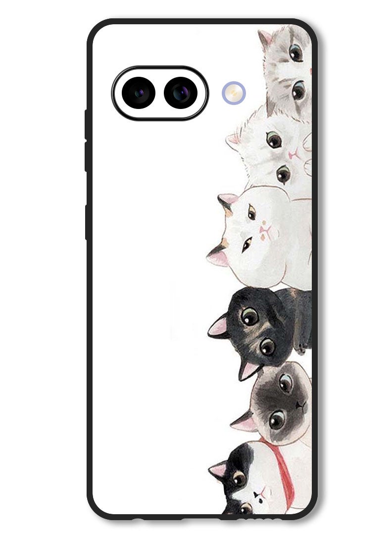 Theodor Case Compatible with Google Pixel 9A Protection Shockproof Bumper Cover Cute Cats - Image 1