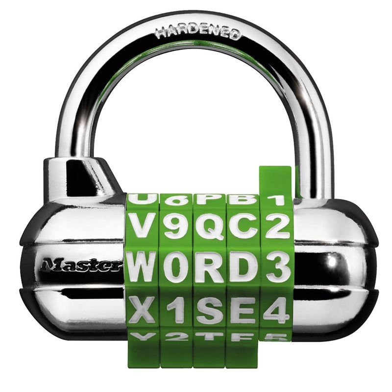 Master Lock 1534D Locker Lock Set Your Own Word Combination Padlock, 1 Pack, Assorted Colors - Image 1