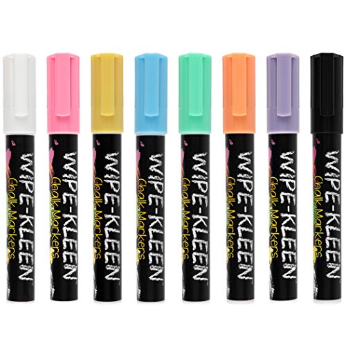 cezanne Wipe-Kleen Liquid Chalk Markers Pastel Color- Set of 8 - for Bistro Signs, Blackboard, Whiteboard & Glass- Reversible Bullet or Chisel Tip - Image 3