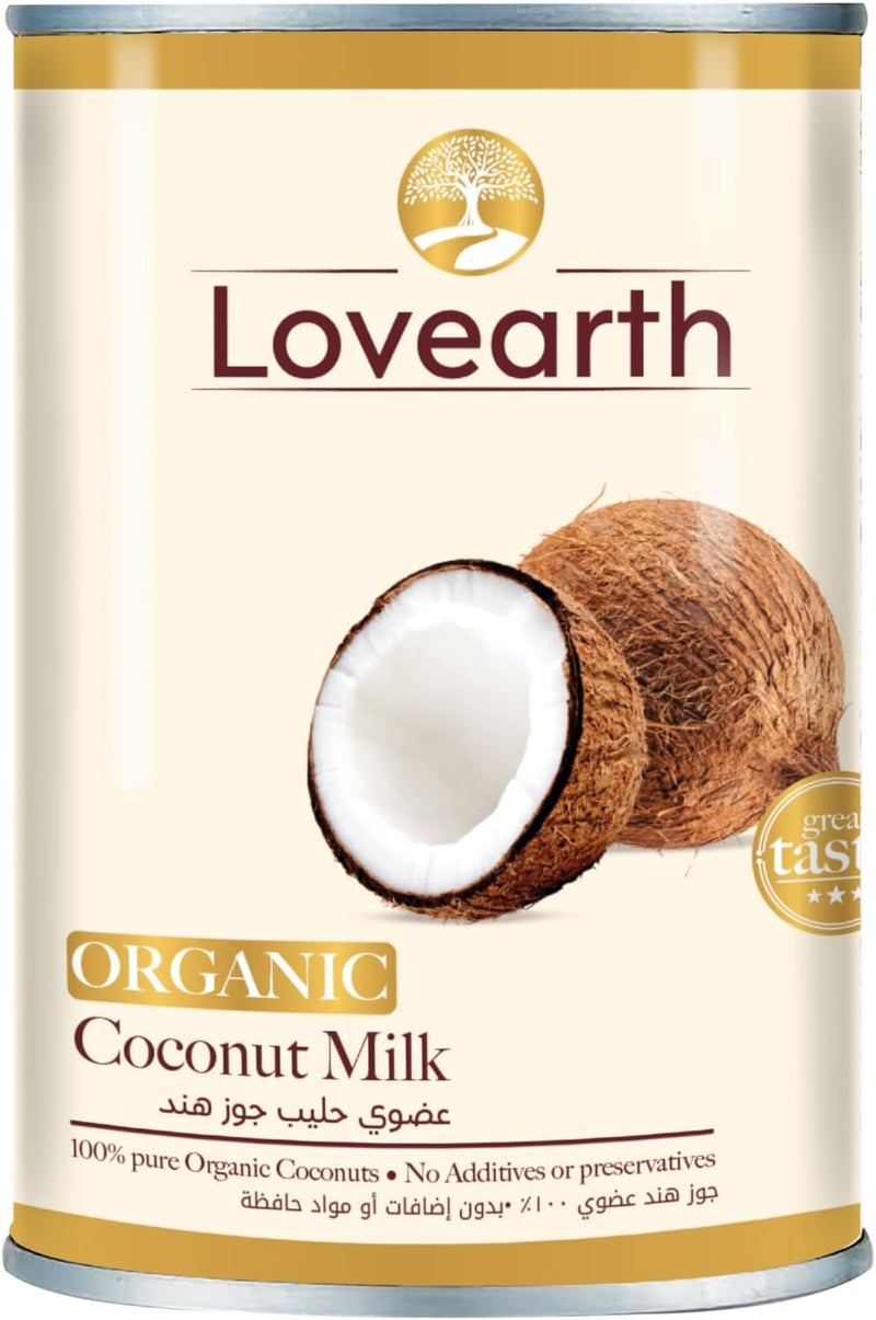 Lovearth Organic Coconut Milk 400ml | 100% Pure Coconut | USDA Organic | No Additives | Vegan & Keto Friendly - Image 1