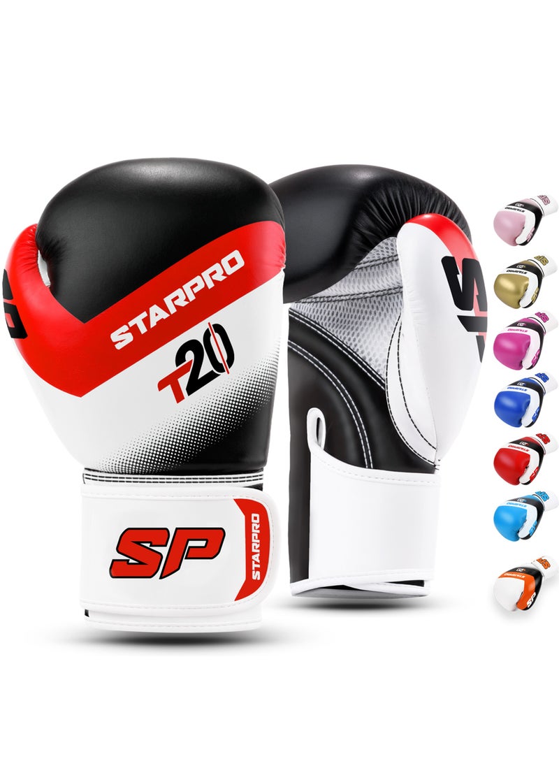 Starpro T20 Boxing Gloves  8oz 10oz 12oz 14oz 16oz  Vegan Leather Gloves for Training Sparring with Waterproof Lining Breathable Mesh Hand Protection  - Image 1