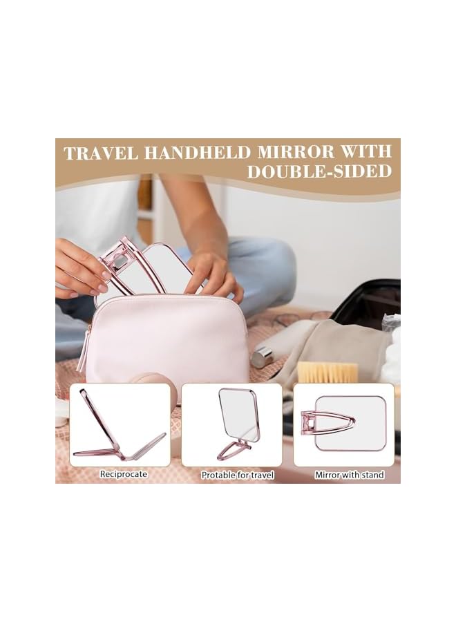 The Bros Folding Makeup Mirror with Stand, Double Sided Pedestal Makeup Mirror, Desk Mirror Travel Hand held Mirror, Double Sided 270 Degree Table Mirror, for Travel Shaving Bedroom Bathroom(15 x 12 cm) - Image 5