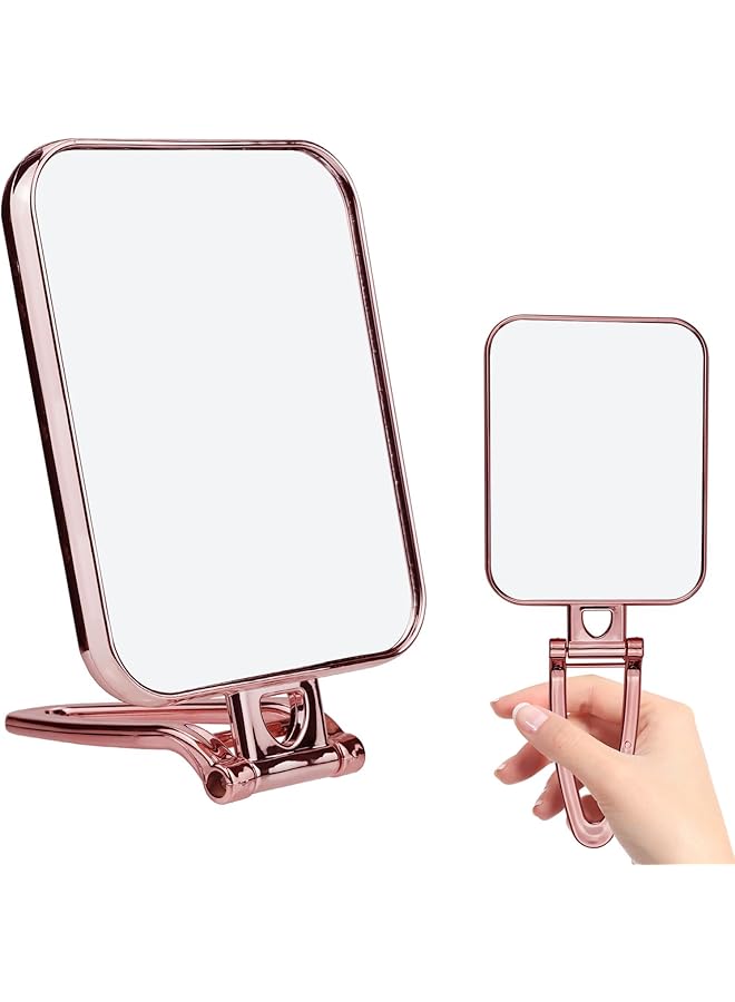 The Bros Folding Makeup Mirror with Stand, Double Sided Pedestal Makeup Mirror, Desk Mirror Travel Hand held Mirror, Double Sided 270 Degree Table Mirror, for Travel Shaving Bedroom Bathroom(15 x 12 cm) - Image 1