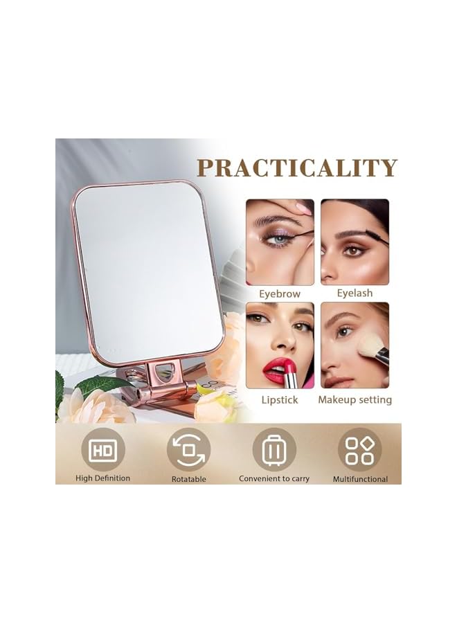 The Bros Folding Makeup Mirror with Stand, Double Sided Pedestal Makeup Mirror, Desk Mirror Travel Hand held Mirror, Double Sided 270 Degree Table Mirror, for Travel Shaving Bedroom Bathroom(15 x 12 cm) - Image 4