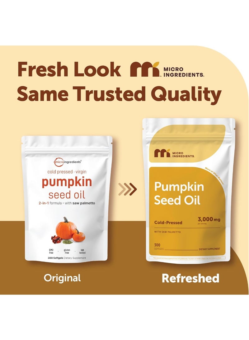 Micro Ingredients Pumpkin Seed Oil Capsules, 3000mg Per Serving, Cold Pressed & Virgin Oil, 300 Softgels (4 Month Supply), Premium Pumpkin Seeds Oil Supplement, Supports Urinary, Bladder & Prostate Health, No GMOs, Vegan - Image 1