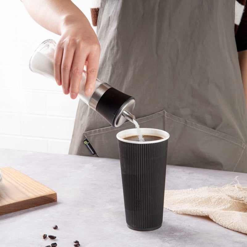 Restaurantware Vetri 63 Ounce Sugar Dispenser 1 Pouring Spout Sugar Shaker Dispenser  Black Lid Clear Finish Glass Sugar Pourer Refillable Dishwashable - Image 5