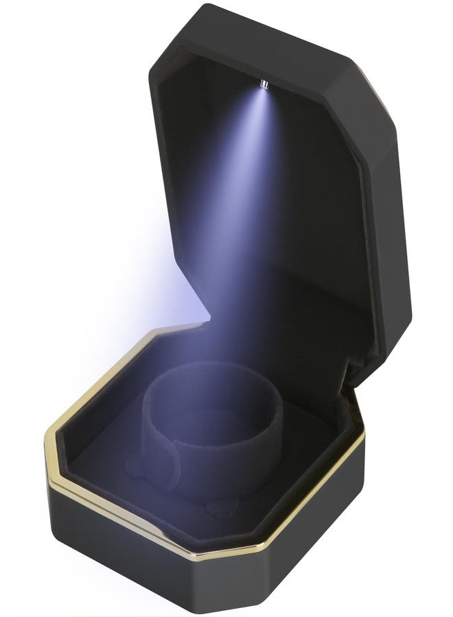 LETURE Luxury LED Jewelry Bracelet Gift Box with LED Light, Velvet Small Jewelry Box Storage Case Organizer Holder for Wedding, Engagement, Proposal, Birthday and Anniversary (Black) - Image 5