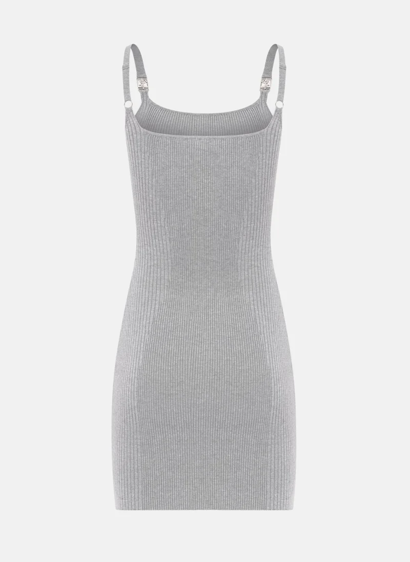 Lichi Mini ribbed dress with strap decoration
