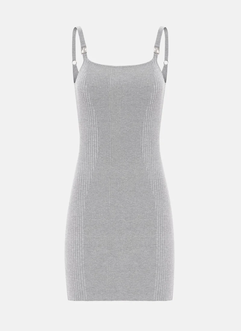 Lichi Mini ribbed dress with strap decoration