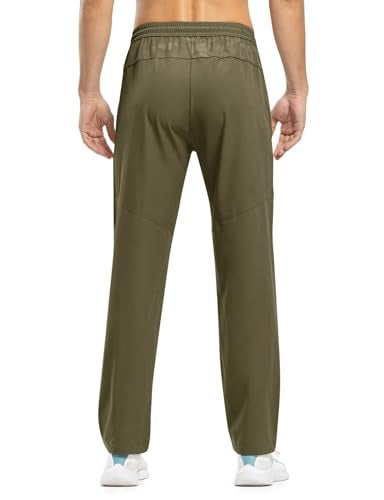 TBMPOY Men's Travel Hiking Pants Lightweight Athletic Pant Quick Dry Windbreaker Fishing Running Active Jogger Olive Green XL - Image 3