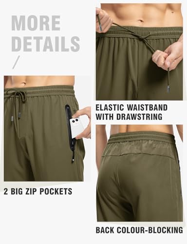 TBMPOY Men's Travel Hiking Pants Lightweight Athletic Pant Quick Dry Windbreaker Fishing Running Active Jogger Olive Green XL - Image 5