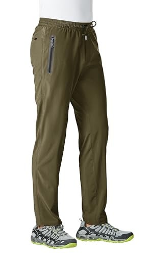 TBMPOY Men's Travel Hiking Pants Lightweight Athletic Pant Quick Dry Windbreaker Fishing Running Active Jogger Olive Green XL - Image 1