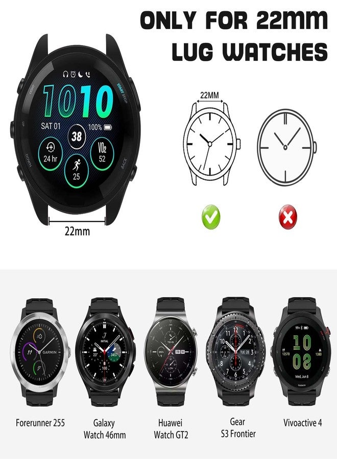 ISABAKE Compatible with Garmin Vivoactive 4/Venu 2/Forerunner 255 265 Bands,Silicone Strap Sport Wristband for Samsung Galaxy Watch 3 45mm/Galaxy Watch 46mm/Gear S3 Frontier Watch Band - Image 3