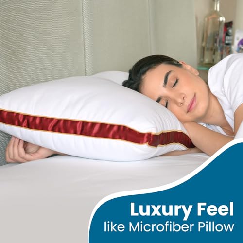 Sleepsia Microfiber Bed Pillow for Sleeping | Down Alternative Ultrasoft Cotton Washable Pillow | Soft Pillow (Cloud Red Pack 2) 16X24 - Image 3
