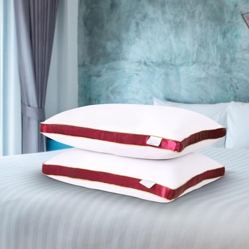 Sleepsia Microfiber Bed Pillow for Sleeping | Down Alternative Ultrasoft Cotton Washable Pillow | Soft Pillow (Cloud Red Pack 2) 16X24 - Image 1