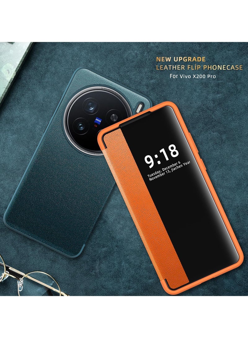 For Vivo X200 Pro Smart Clear View Cover,Ultra Slim Leather Flip Protective Cover for Vivo X200 Pro(Black) - Image 4