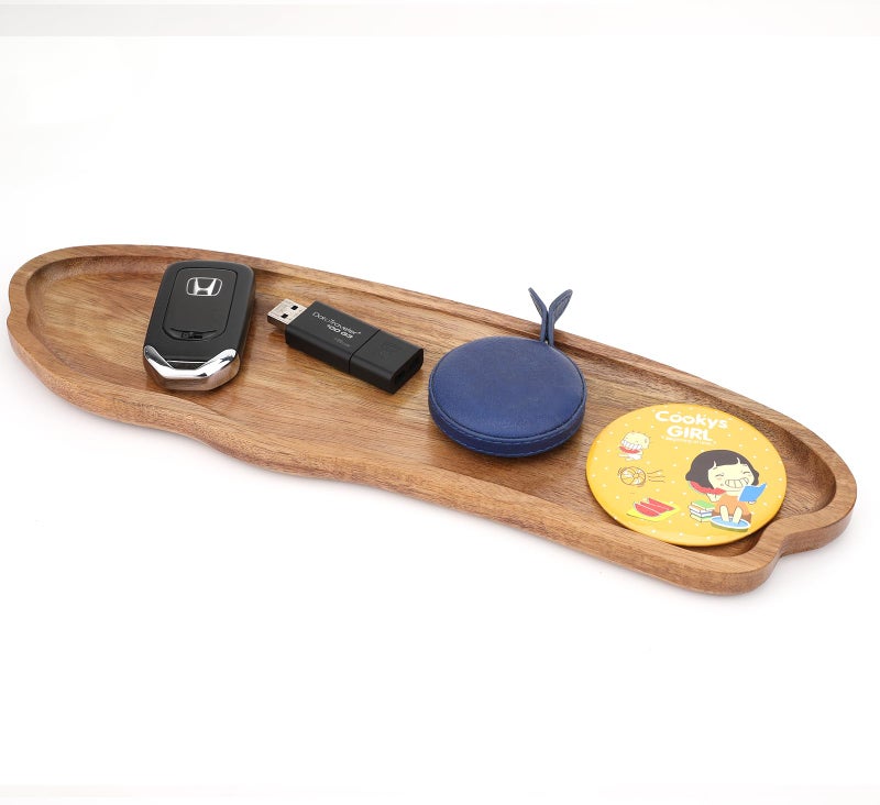 Fermus Wooden Tray 127 Inch Long Jewelry Dish Cosmetics Organizer Bathroom Clutter Wood Decorative Serving Platter Small Storage Tray Cloud Shape