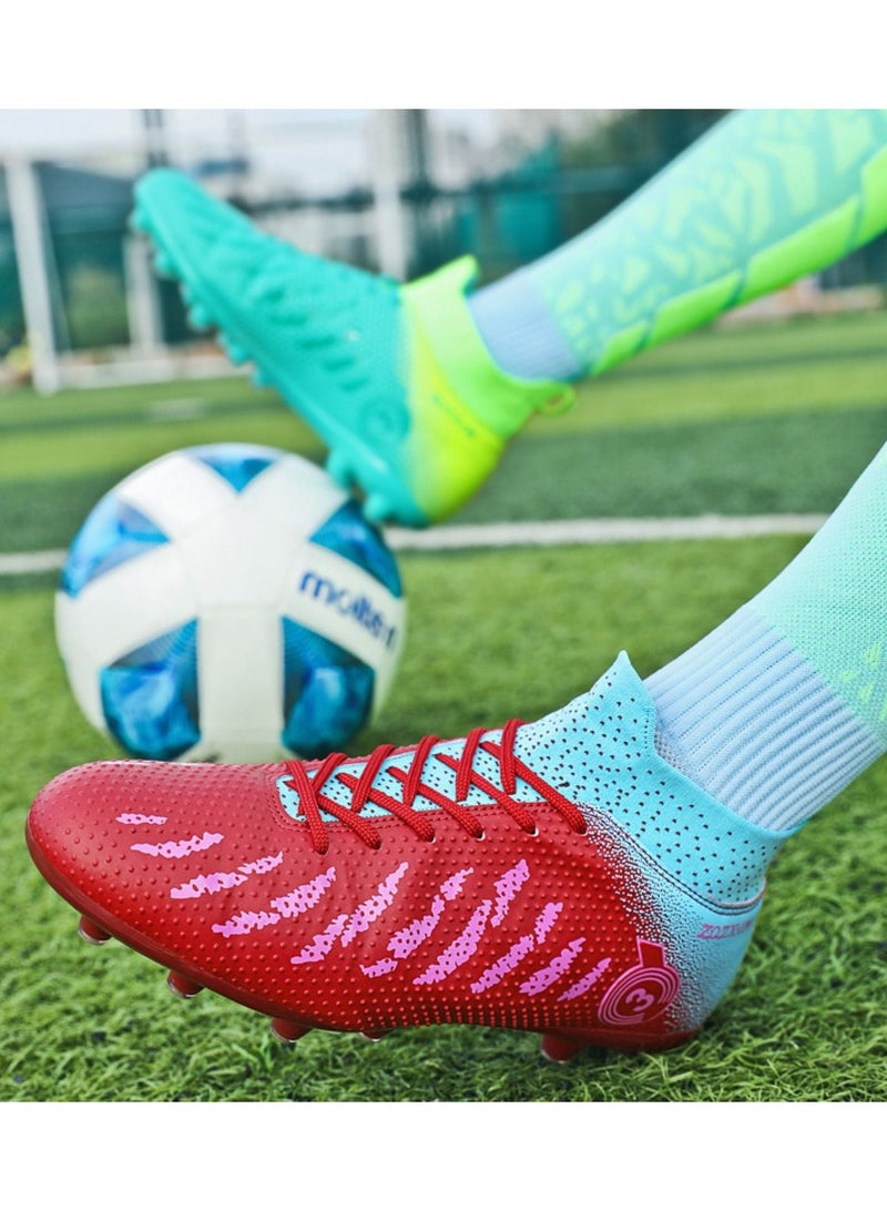 Loquat High-Top Cleats Competition Sports Football Shoes Red/Blue  - Image 1