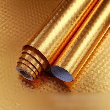 HUEX 5 m Aluminium Foil Stickers Oil Proof Kitchen Backsplash Wallpaper SelfAdhesive Wall Sticker AntiMold and Heat Resistant for Walls Cabinets Drawers and ShelvesGold