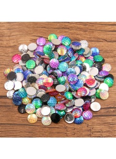 DIY Time Gem Accessories Multicolor Gradients Fish Scale Resin Patches Round 12mm random color mixing