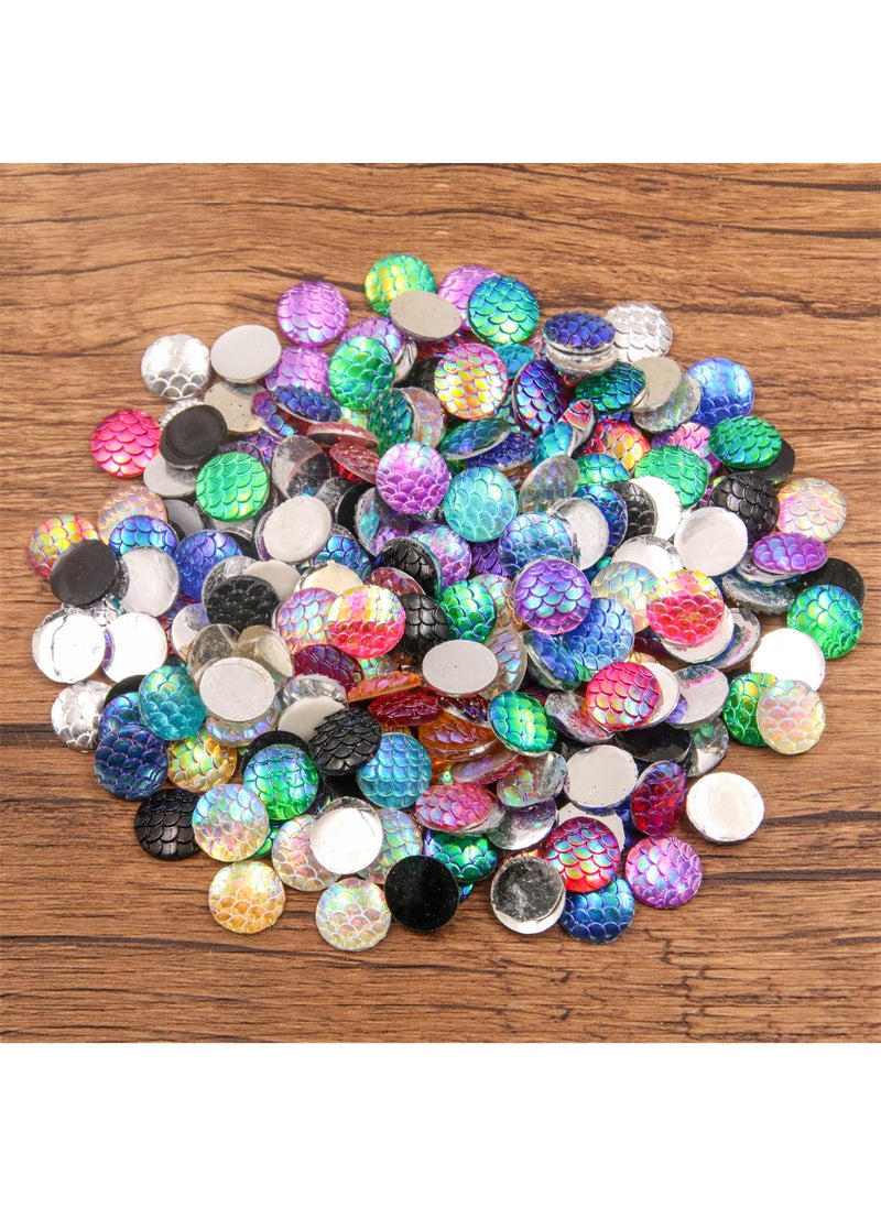 Generic - DIY Time Gem Accessories Multicolor Gradients Fish Scale Resin Patches Round 12mm random color mixing - Image 1