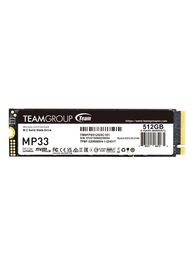 TeamGroup تيم جروب MP33 512GB M.2 PCIe 3.0 x4 مع NVMe 1.3 محرك أقراص ثابت داخلي SSD 1800MB/s قراءة، 1500MB/s - Image 1