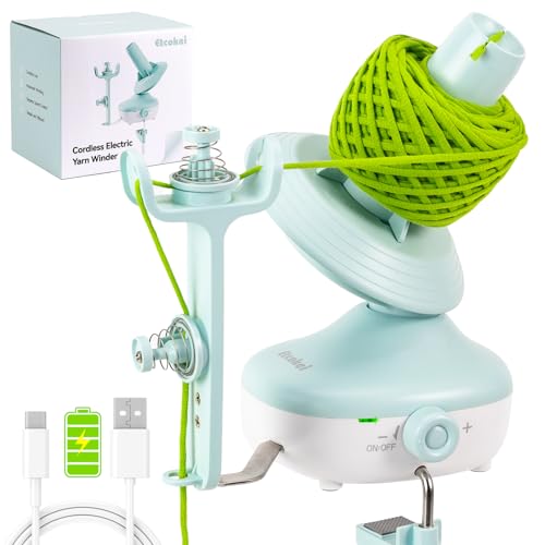Etcokei Cordless Yarn Winder 2H Running Time Rechargeable Electric Yarn Cake Winder with 2200mAh Battery Compact Yarn Winder for Crocheting Auto Yarn Spinner Ideal Helper for Craft LoversMint - Image 1