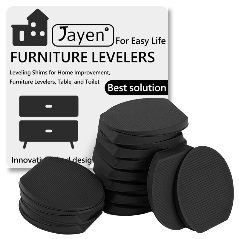 Jayen Rubber Shims 20 Pack â€“ Non-Slip Furniture Levelers & Stackable Wedges for Tables, Toilets, Appliances & More â€“ DIY Home Improvement, Black - Image 1