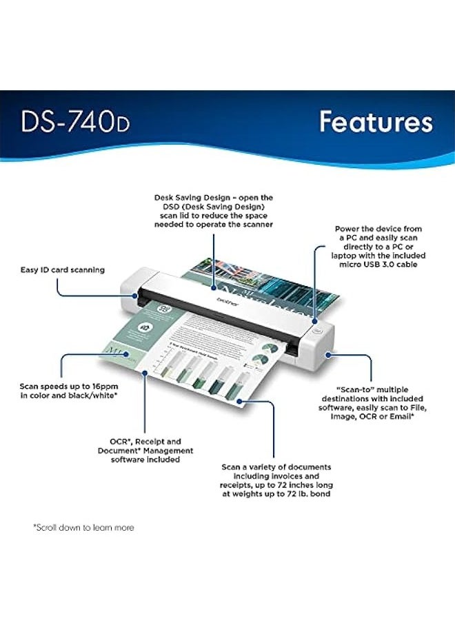 ANKOVO DS-740D Duplex Compact Mobile Document Scanner  - Image 3