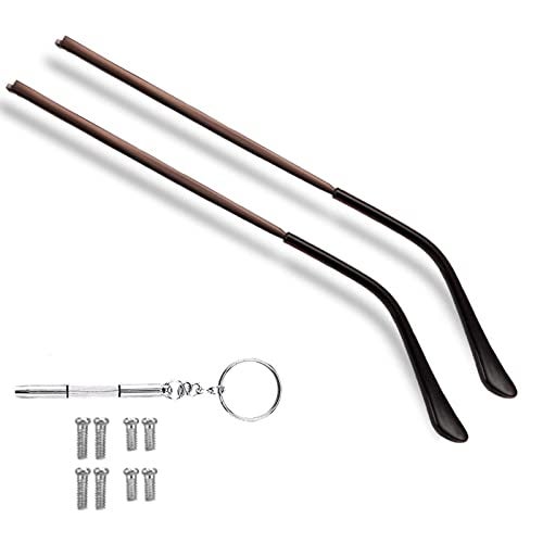 OPUGIT Metal Glasses Replacement Temple, Eyeglass Arms Legs Replacement, Glasses Repair Kit Universal Eyeglasses Replacement, DIY Temples for Glasses with Screws(1 Pair, Brown) - Image 1