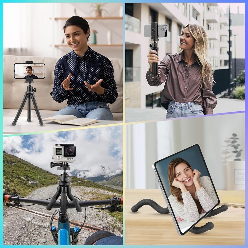 UBeesize Phone Tripod, 12 Inch Flexible Cell Phone Tripod Stand Holder with Wireless Remote Shutter & Universal Phone Mount, Compatible with Smartphone/DSLR/GoPro Camera - Image 5