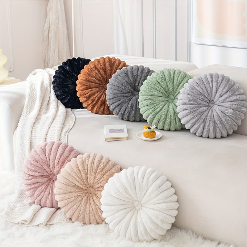 2pcs Black Fluffy Round Throw Pillows Washable With Filling Living Room Home Decor Cozy Modern Decorative Pillow Covers For Sofa Couch Bed Farmhouse - Image 1