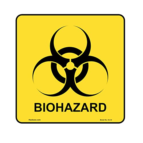 Haobase 4 Pcs Biohazard Stickers Sign Small Self Adhesive Vinyl for Hospital and Industrial Use 10 cm x 10 cm Yellow - Image 3