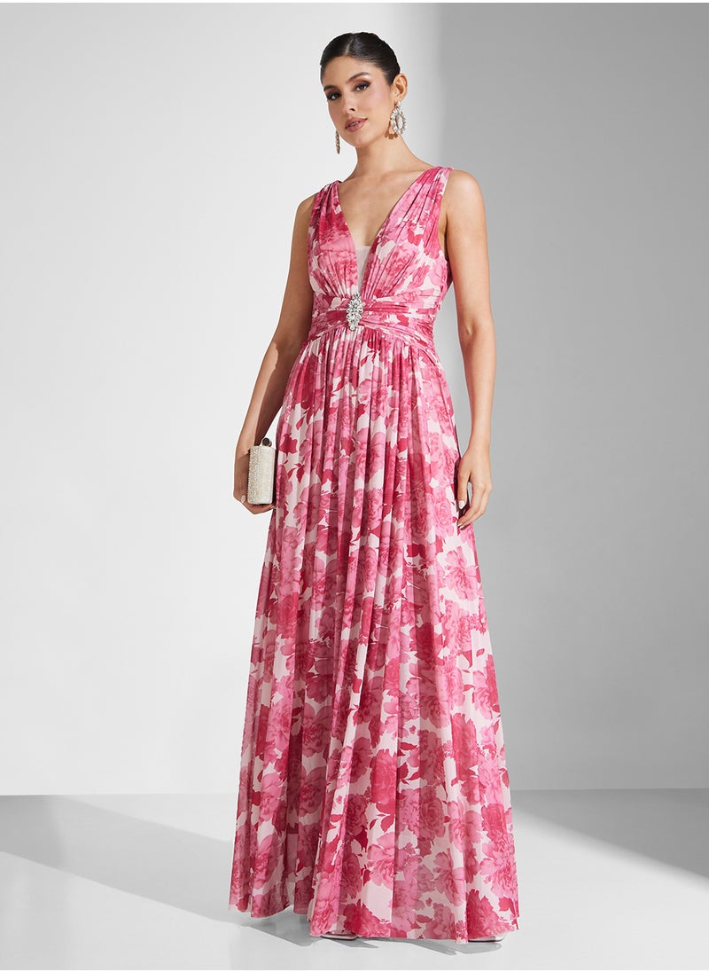 Little Mistress Chiffon Sleeveless V-Neck  Dress  - Image 1
