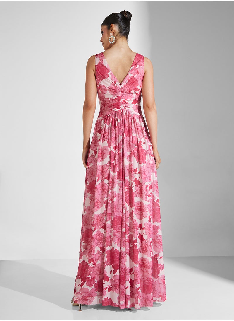 Little Mistress Chiffon Sleeveless V-Neck  Dress  - Image 2