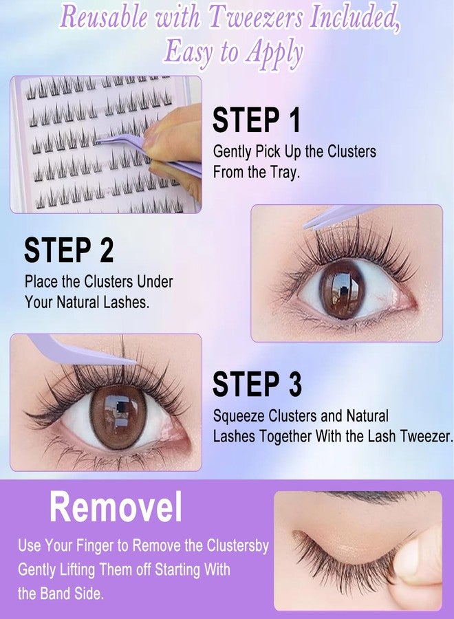 TecoKart® 120 Pcs Natural Look Eye Lashes for Women | Soft Lightweight False Eyelashes | Reusable Fake Lashes | Cluster Lash Extension Kit with Tweezer - Image 5