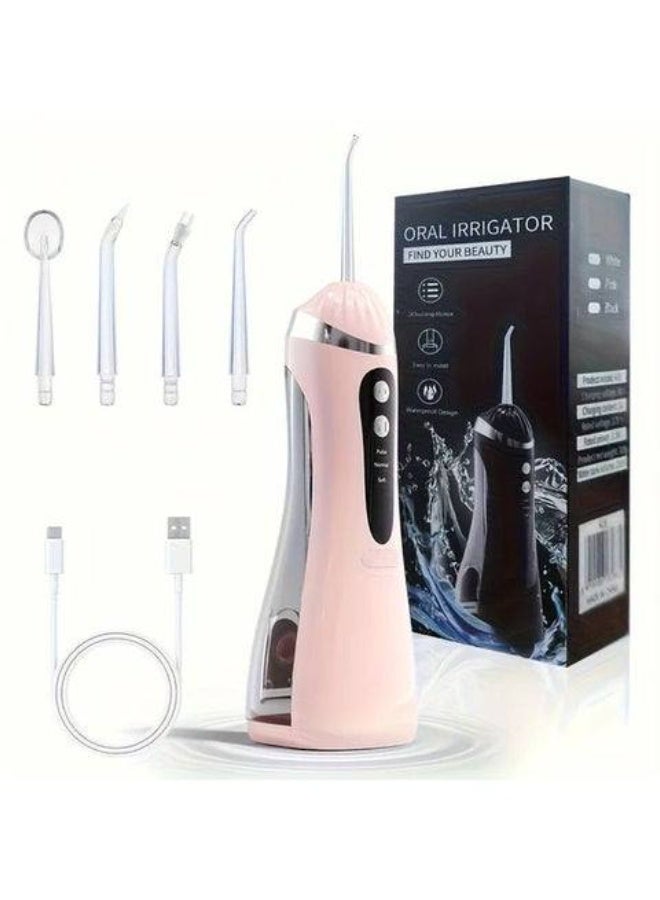 ACLIX Water Flosser Tooth Brush, Cordless 310mL Professional Oral Irrigator, 360° Nozzle Rotation, Hidden Charging Port, 4 Modes 4 Jet Tips, IPX7 Waterproof, Easy-to-Clean (Pink) - Image 1