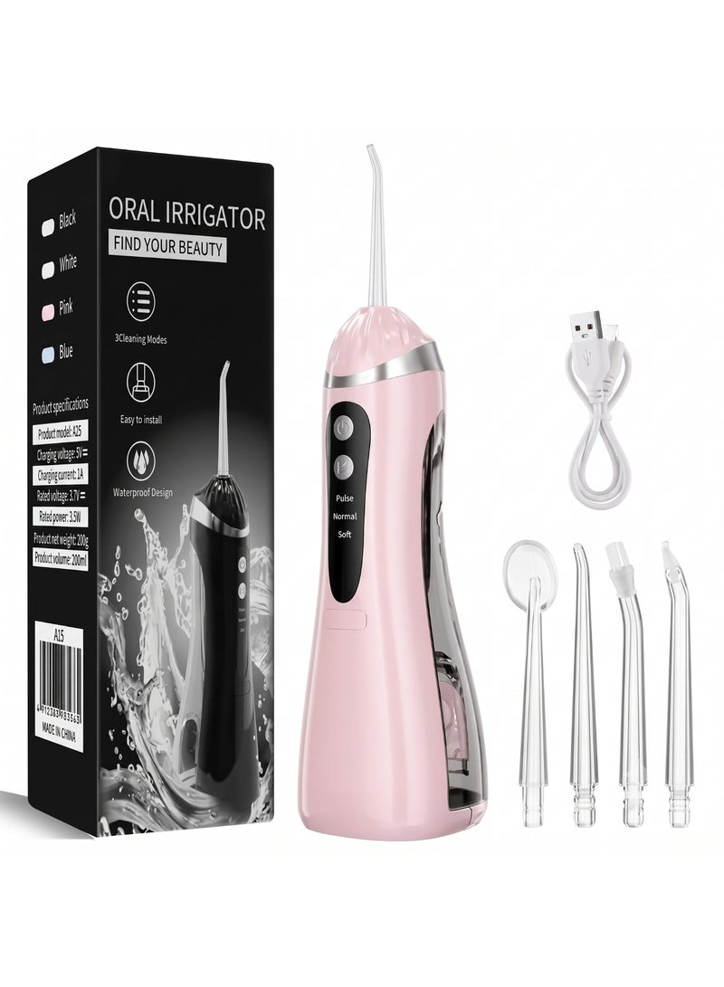ACLIX Oral Irrigator, Water Flosser Tooth Brush, Cordless 200mL Professional Oral Irrigator, 360° Nozzle Rotation, Hidden Charging Port, IPX6 Waterproof, Easy-to-Clean | Pink - Image 1