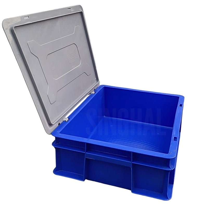 SINGHAL SINGHAL Plastic Crate 40x30x12 CM With Lid Pack of 3 Multipurpose Heavy Duty Portable Crates for storage Shelf Basket for Large Storage Bin Vegetable Fruit Milk  - Image 4