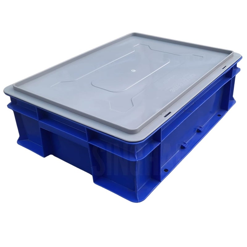 SINGHAL SINGHAL Plastic Crate 40x30x12 CM With Lid Pack of 3 Multipurpose Heavy Duty Portable Crates for storage Shelf Basket for Large Storage Bin Vegetable Fruit Milk  - Image 5