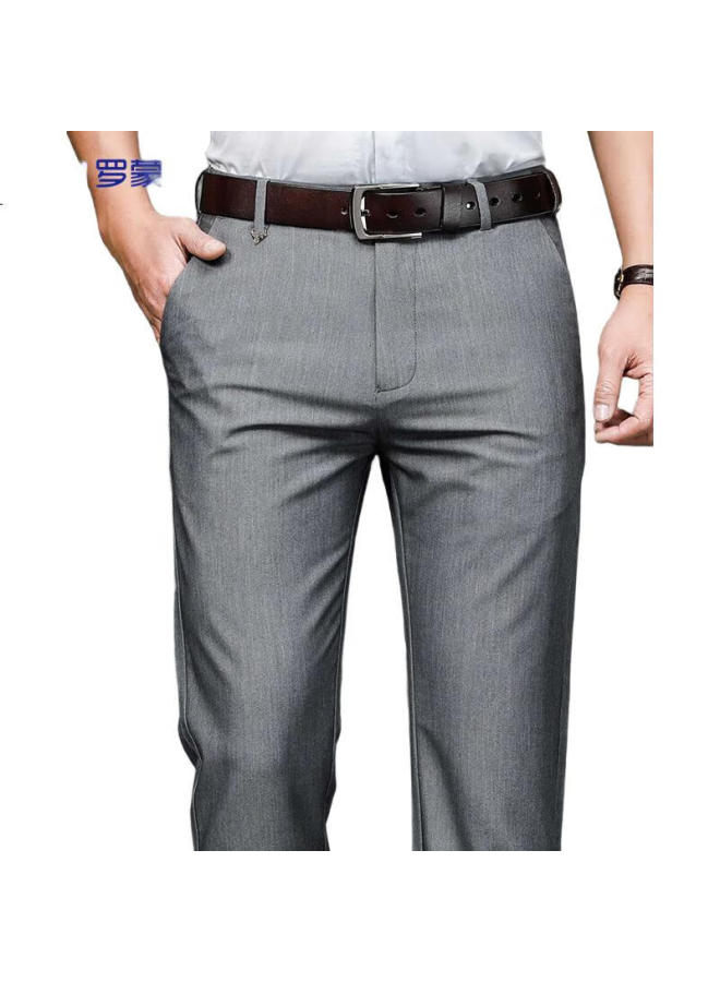 ROMON Elastic Wrinkle-Free Casual Pants For Men, Middle-Aged And Young Business Trousers, Spring And Autumn Suit Long Pants, Straight-Leg Slim-Fit Cargo Pants - Image 3