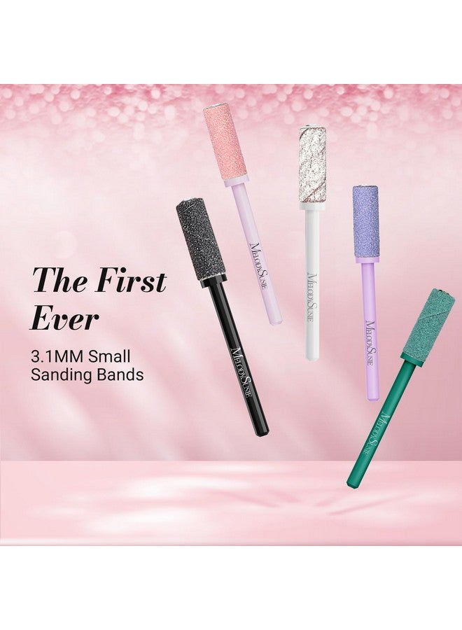 MelodySusie 50 Pcs Nail Drill Bits Small Sanding Bands with 3.1mm Mandrel Bit, 180 Fine Grit Nail File for Acrylic Nails Gel Manicures and Pedicure, Pink - Image 2