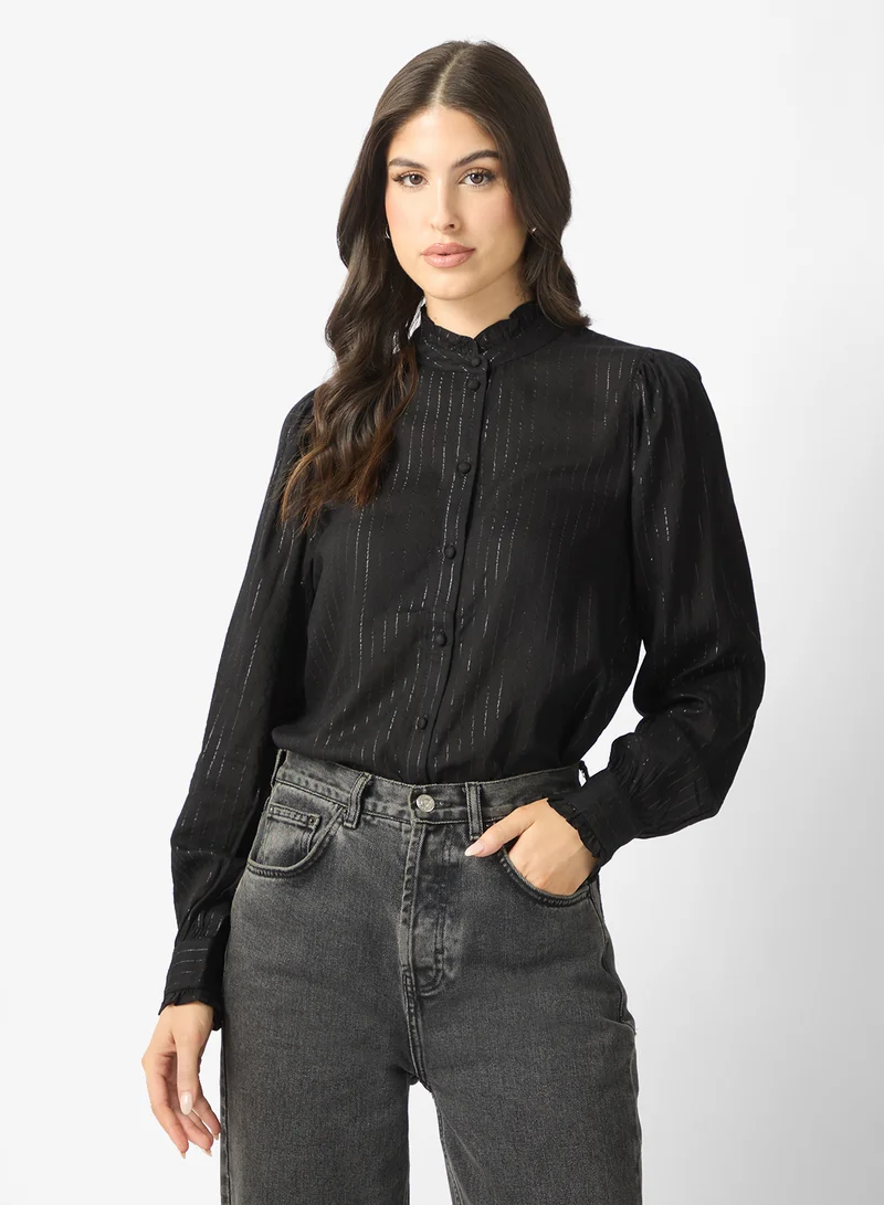 فيرو مودا قميص بأكمام طويلة مزين بكشكشة لامعة