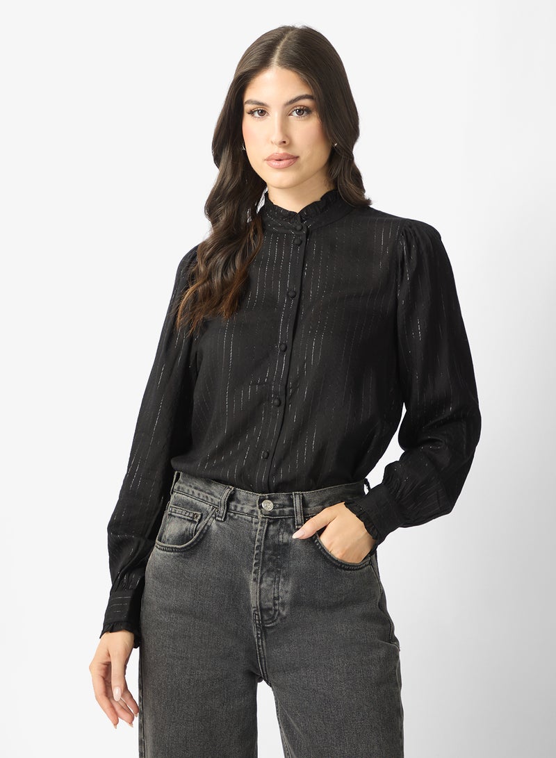 فيرو مودا قميص بأكمام طويلة مزين بكشكشة لامعة - Image 1