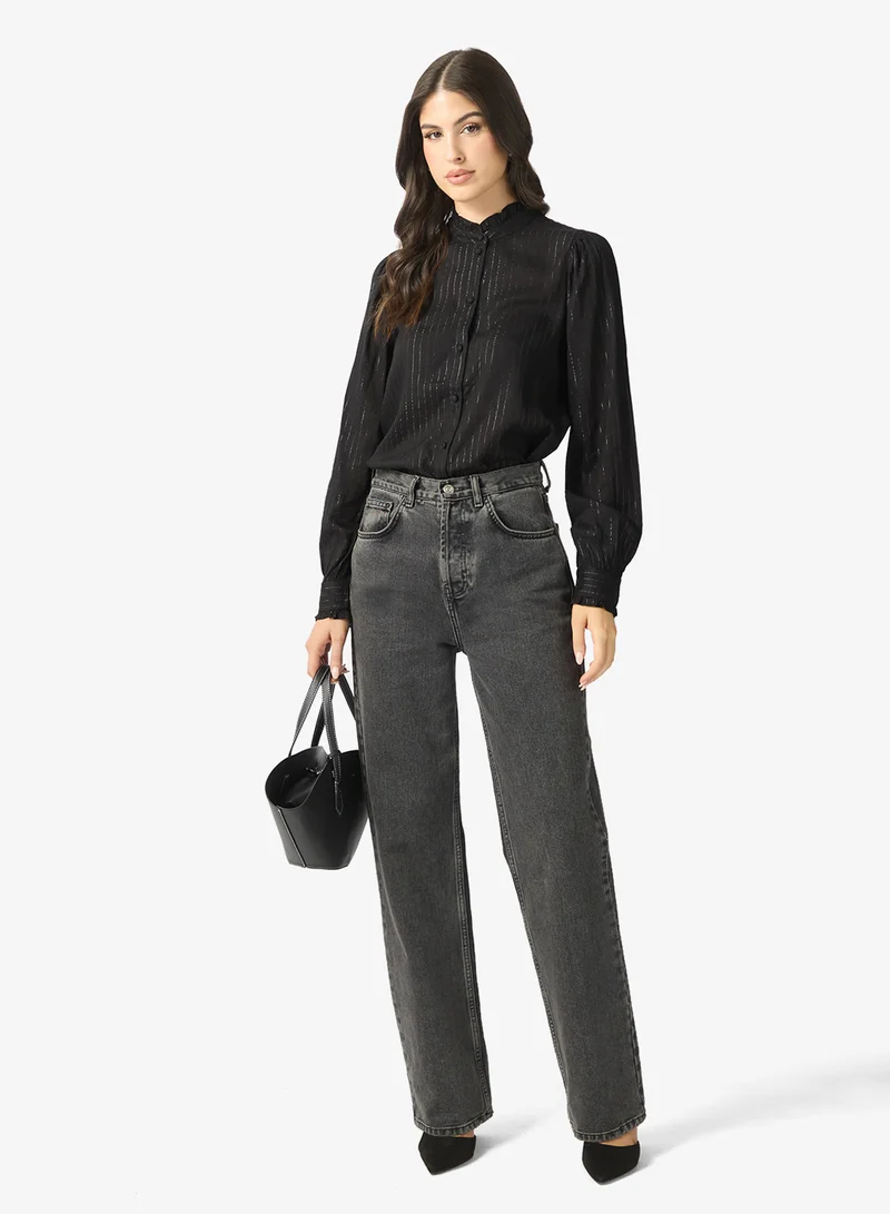 VERO MODA Vmbumpy Glitter Frill Long Sleeve Shirt