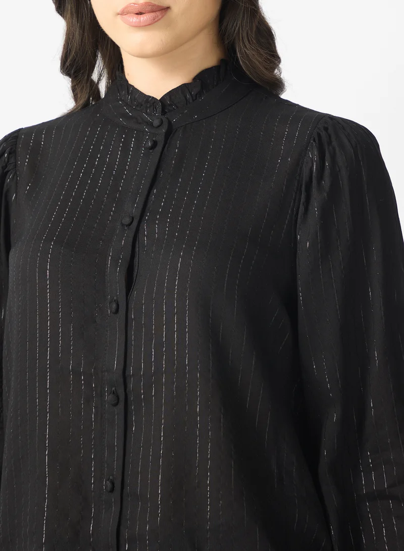 VERO MODA Vmbumpy Glitter Frill Long Sleeve Shirt
